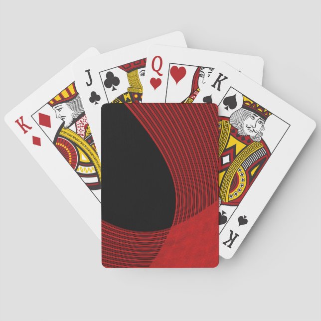 Baraja De Cartas Líneas modernas rojo y negro (Reverso)