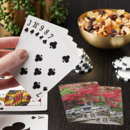 Baraja De Cartas Linterna de jardín japonés y hojas de arce rojas