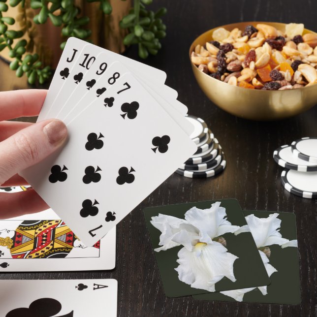 Baraja De Cartas Lirio barbudo blanco sobre fondo negro (In Situ)