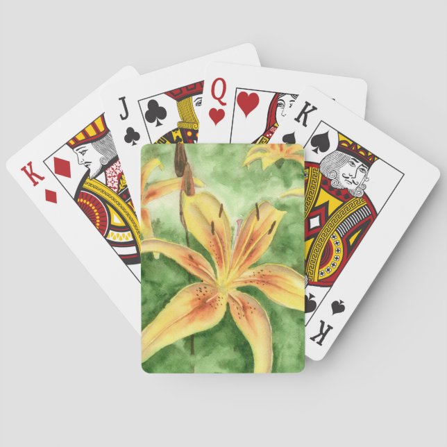 Baraja De Cartas Lirios amarillos en el jardín (Reverso)