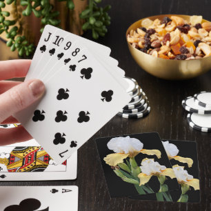 Baraja De Cartas Lirios blancos y amarillos sobre florales negros