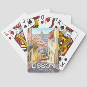 Baraja De Cartas Lisboa Portugal Panteón Alfama Acuarela