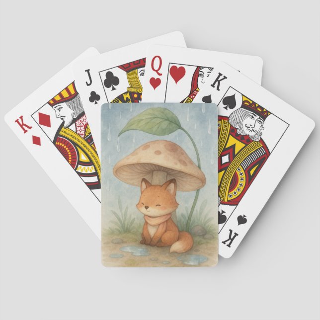 Baraja De Cartas Little Fox en la lluvia (Reverso)