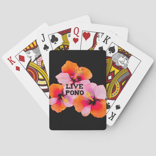 Baraja De Cartas Live Pono Hibiscus Flower Hawaii (Reverso)