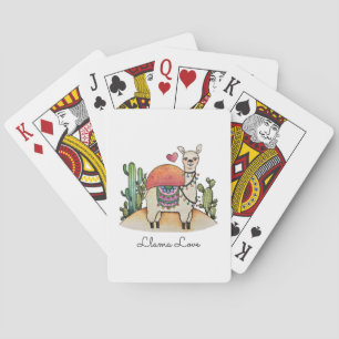 Baraja De Cartas Llama acuarela con cactus