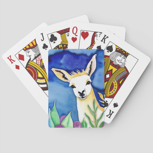 Baraja De Cartas Llama cuta en un jardín (Reverso)