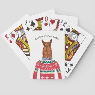 Baraja De Cartas Llama divertida que lleva el suéter feo del Nordic