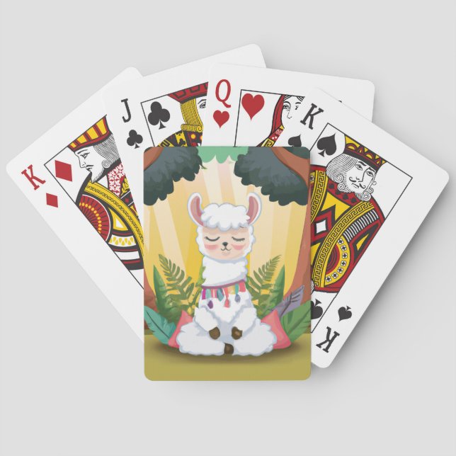 Baraja De Cartas Llama ligera meditando en un bosque mágico (Reverso)