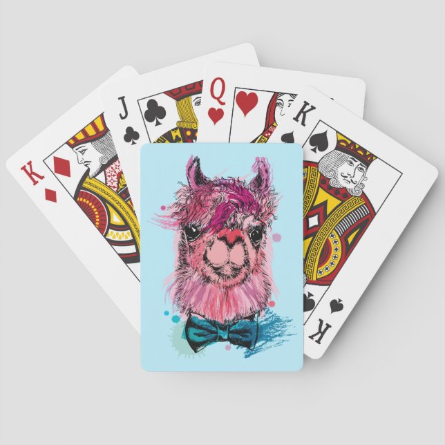 Baraja De Cartas Llama rosada linda (Reverso)