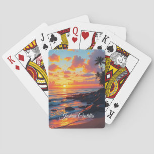 Baraja De Cartas Llamada Caligrafía Simple Profesional Nombre Hawai