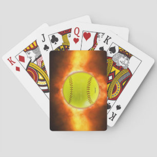Baraja De Cartas Llamas de baloncesto de softball amarillo de Slipp