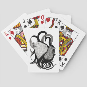 Baraja De Cartas Lobo blanco con arte tribal de Raven