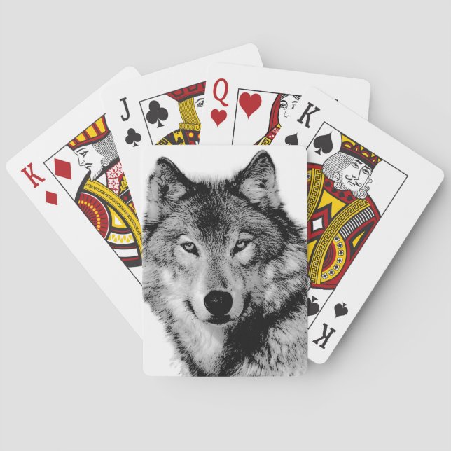 Baraja De Cartas Lobo blanco y negro (Reverso)
