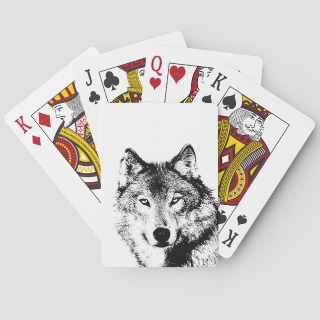 Baraja De Cartas Lobo blanco y negro (Reverso)