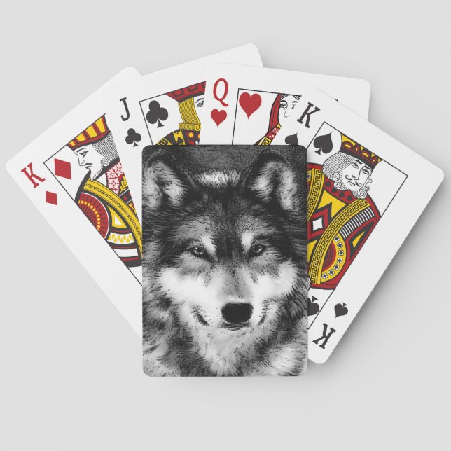 Baraja De Cartas Lobo blanco y negro (Reverso)