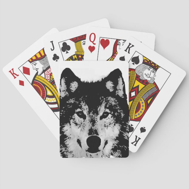 Baraja De Cartas Lobo blanco y negro (Reverso)