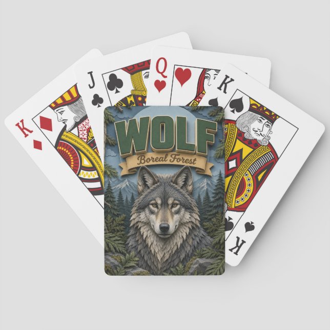 Baraja De Cartas Lobo Bosque Boreal POPCUT (Reverso)
