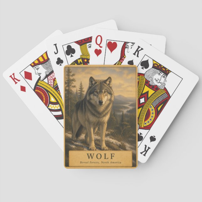 Baraja De Cartas Lobo Bosque Boreal VINTAGE (Reverso)