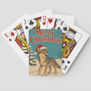 Baraja De Cartas Lobo Camino Invernal Animal Navidad