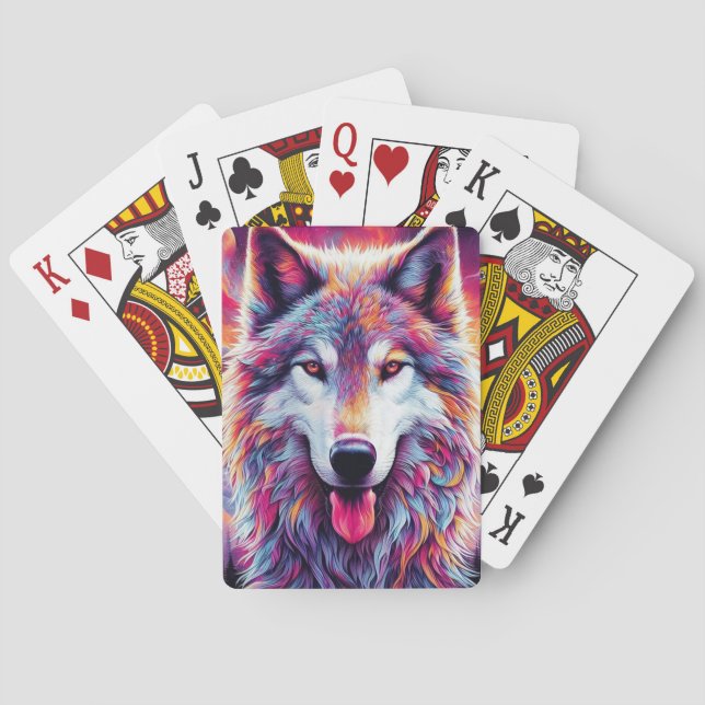 Baraja De Cartas Lobo colorido (Reverso)