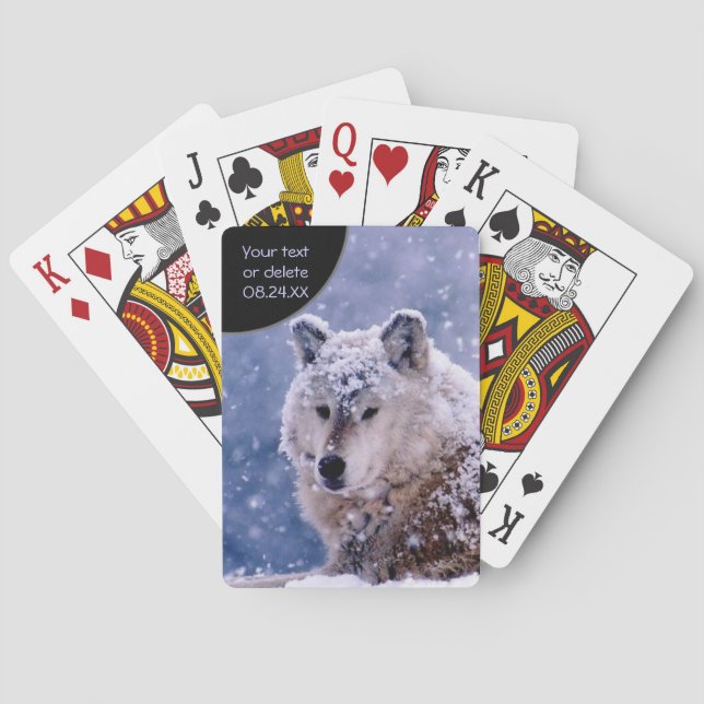 Baraja De Cartas Lobo del invierno que descansa - personalizar (Reverso)