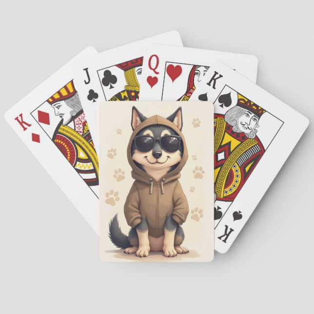 Baraja De Cartas Lobo divertido Kawaii Perro (Reverso)