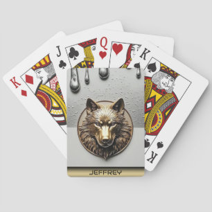 Baraja De Cartas Lobo Dorado Con Nombre Personalizado 🐺
