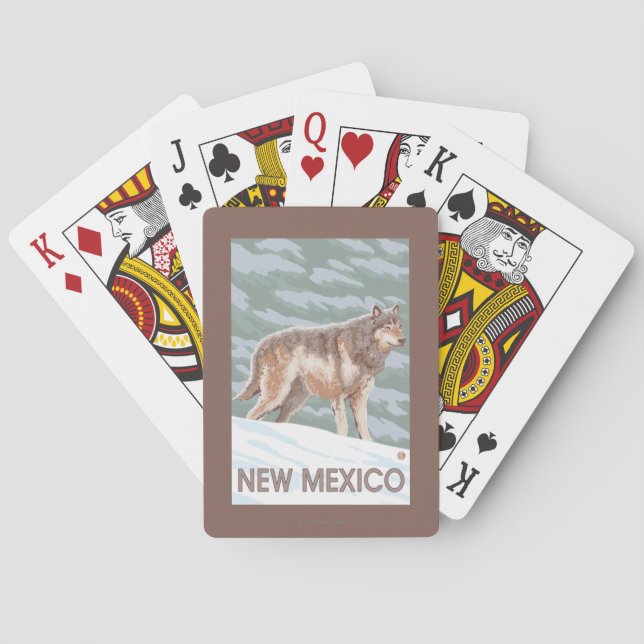 Baraja De Cartas Lobo gris StandingNew México (Reverso)