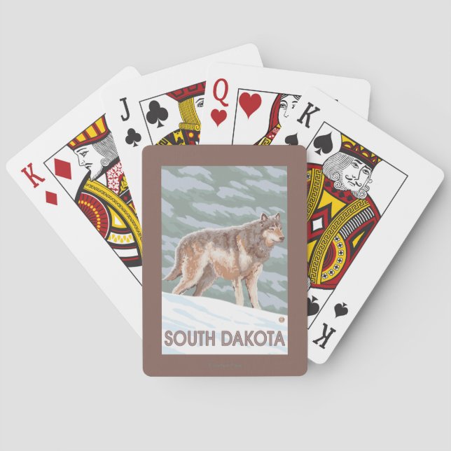 Baraja De Cartas Lobo gris StandingSouth Dakota (Reverso)