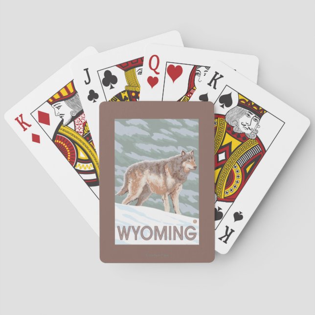 Baraja De Cartas Lobo gris StandingWyoming (Reverso)