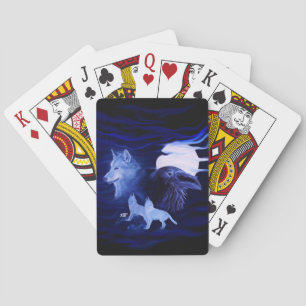 Baraja De Cartas Lobos y Raven con luna llena