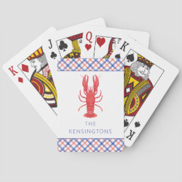 Baraja De Cartas Lobster de color de agua rojo y azul trenzado pers