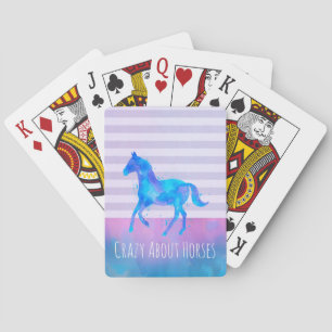 Baraja De Cartas Loco por los caballos color de agua rosa y azul