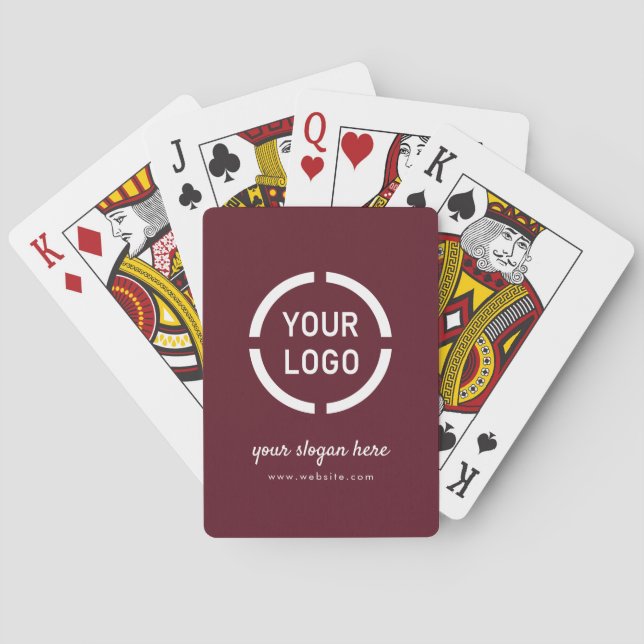 Baraja De Cartas Logo de la marca Burgundy personalizado (Reverso)
