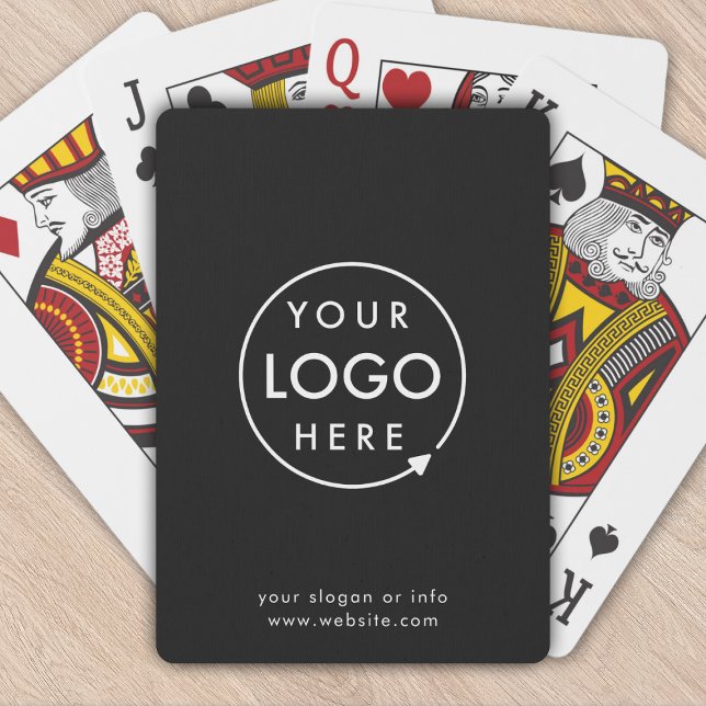 Baraja De Cartas Logo | Empresa comercial Minimalista (Sleek black company branded poker playing cards for small business events & promotional swag.)
