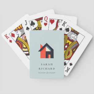 Baraja De Cartas Logotipo de casa colorida moderna para agente inmo