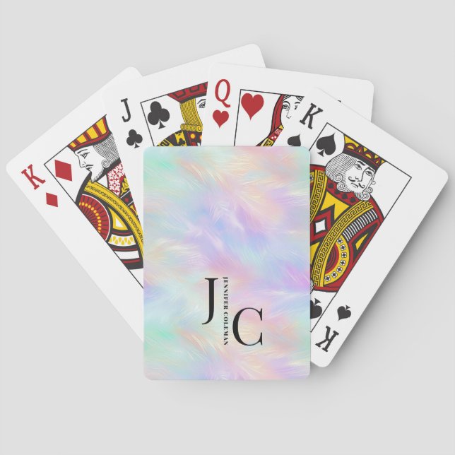 Baraja De Cartas Logotipo moderno monograma iridiscente Opal Estili (Reverso)