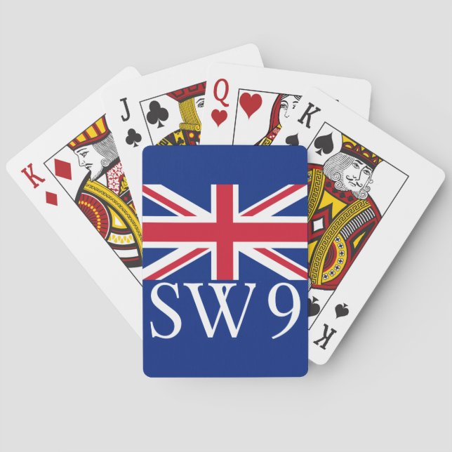 Baraja De Cartas London Postcode SW9 con Union Jack (Reverso)