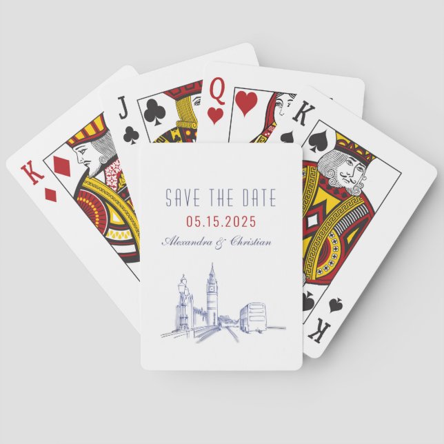 Baraja De Cartas Londres Boda Guardar La Fecha (Reverso)