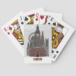 Baraja De Cartas Londres en nubes rojas y verdes