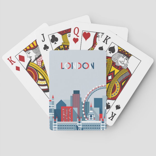Baraja De Cartas Londres, Inglaterra | Línea aérea roja, blanca y a (Reverso)