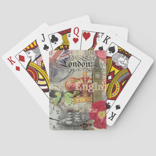 Baraja De Cartas Londres Inglaterra Viaje Viaje Arte Viejo Europa (Reverso)