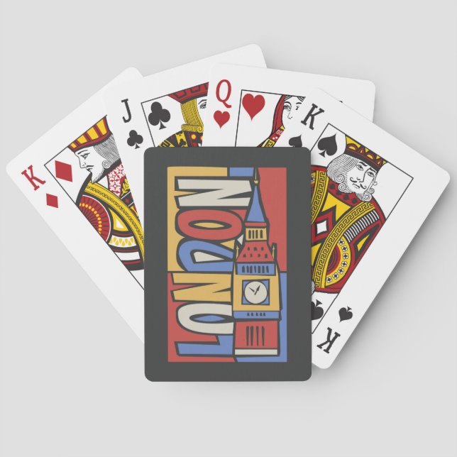 Baraja De Cartas Londres, Inglaterra | Vibrante Diseño De La Mano (Reverso)