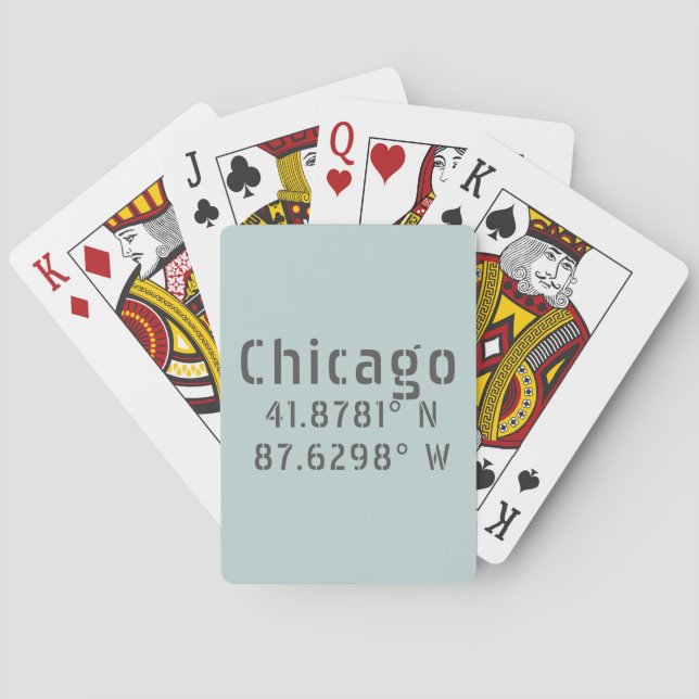 Baraja De Cartas Longitud de la latitud de Chicago (Reverso)