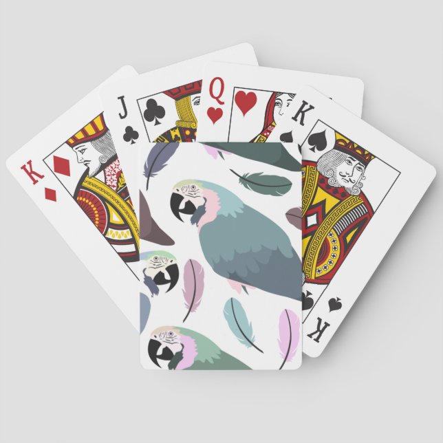 Baraja De Cartas Loros Modernos Patrón Tropical (Reverso)