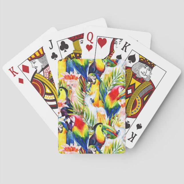 Baraja De Cartas Loros y hojas de palma (Reverso)