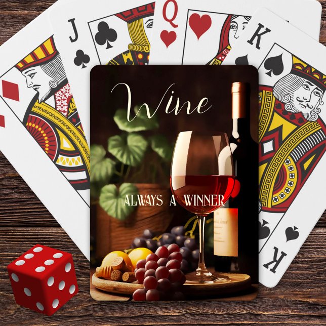 Baraja De Cartas Los amantes del vino clásico son divertidos (Deck of cards featuring a classic painting of wine with grapes and your own (funny or other) texts)