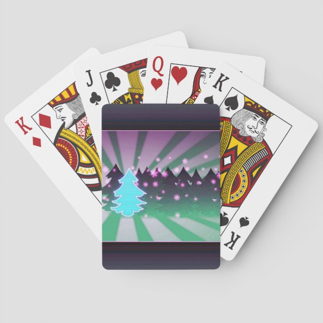 Baraja De Cartas Los árboles de Navidad sombras de verde (Reverso)