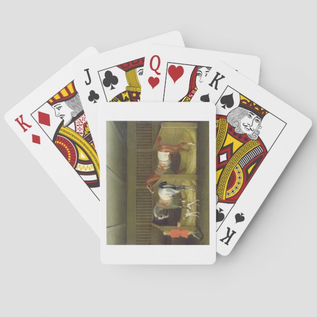 Baraja De Cartas Los establos y dos famosos caballos en carrera per (Reverso)