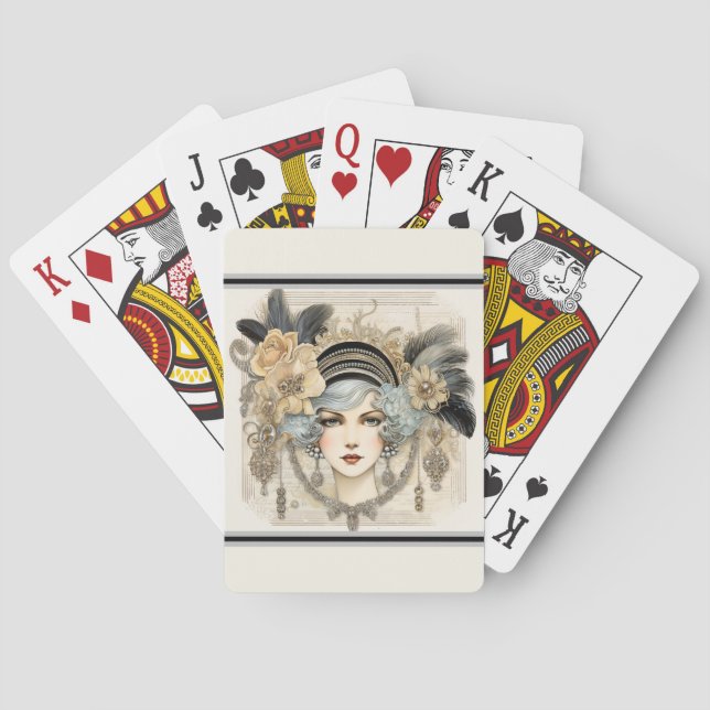 Baraja De Cartas Los felices veinte bailarinas de flapper (Reverso)